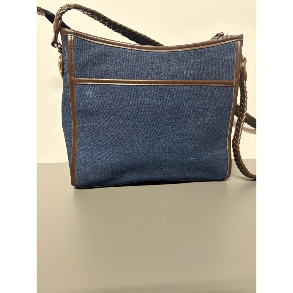Marlo Blue Denim Leather Crossbody Bag Colorful Embroidered Heart Charm Brighton - Picture 7 of 16